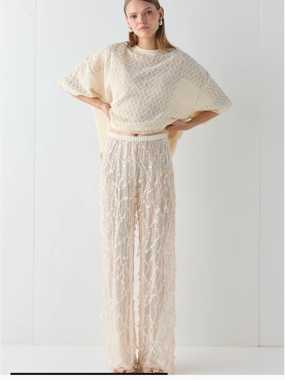 NWT VRG GRL Sia Sequin Pants Cream US 6